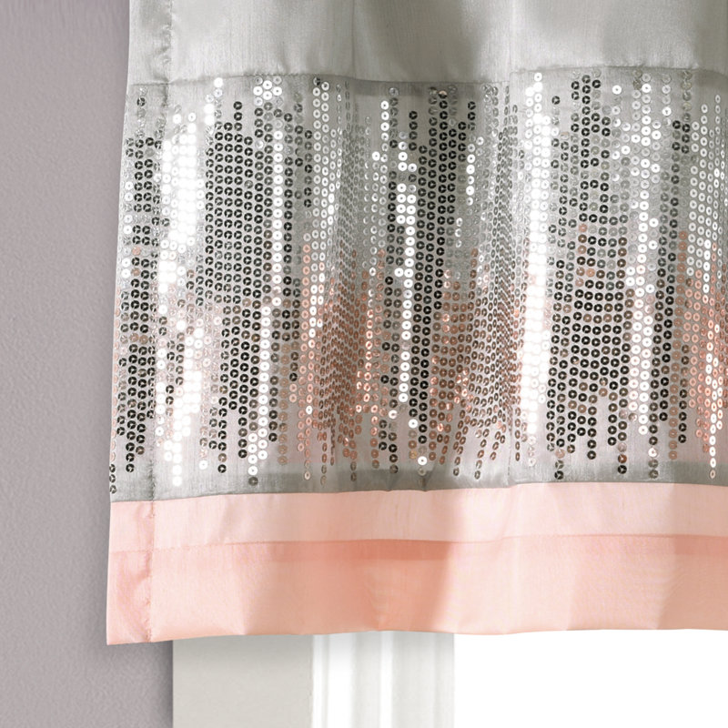 Cantonnière rayée sur mesure 52 po, Gris / rosé