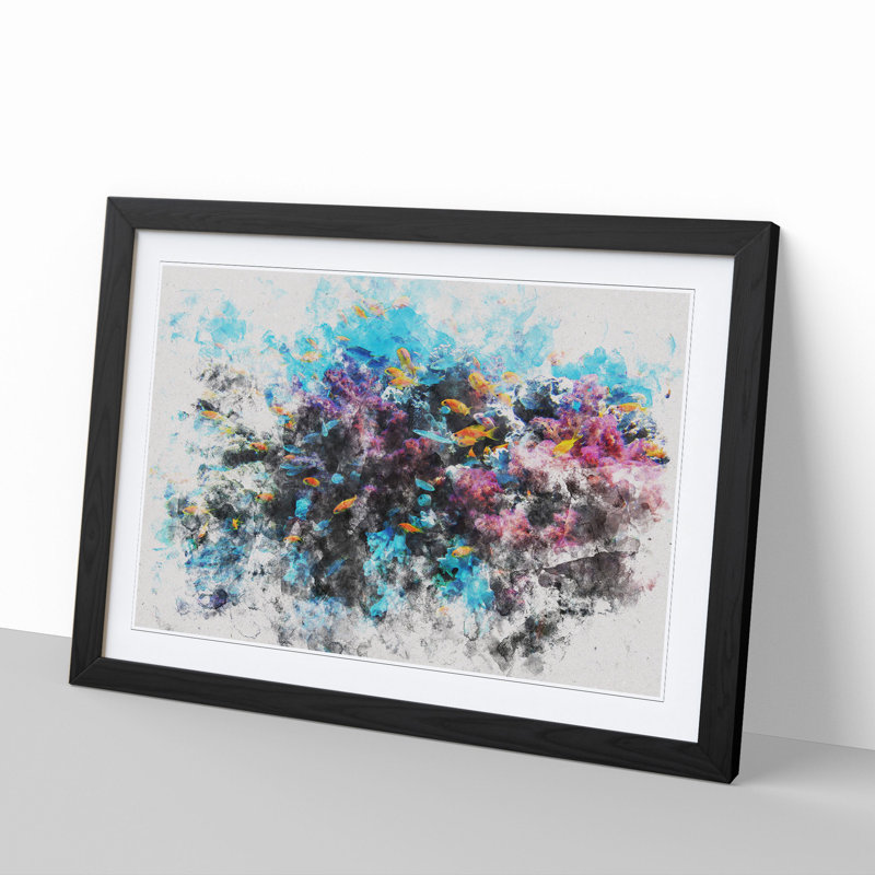 Coral Reef and Fish Vol.1 - Picture Frame Painting, Black, 27cm H x 36cm W x 2cm D
