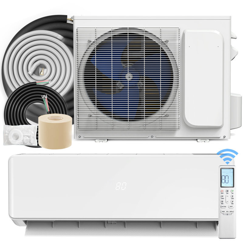Mini climatiseur et thermopompe 12 000 BTU, 20 SEER2, unité CA sans conduit à onduleur 115V, mode économique à 3 niveaux, conception pure, ensemble complet, blanc