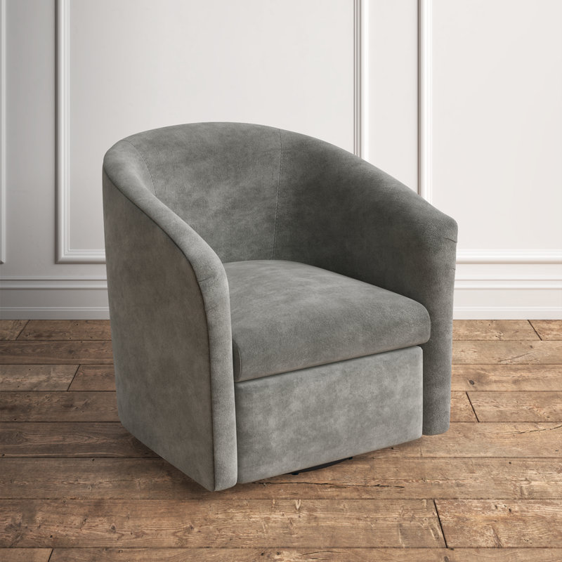 Karcher Upholstered Swivel Armchair, Ash Gray Polyester