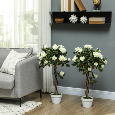 90cm Faux Rose Tree Plant in Pot