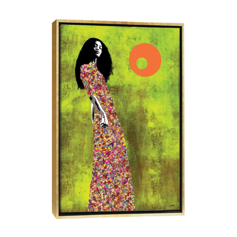 « I wait again » par Jose Cachi, reproduction d’art, H 48 po x l 32 po x P 1,5 po, Toile encadrée d'or, Pas de tapis