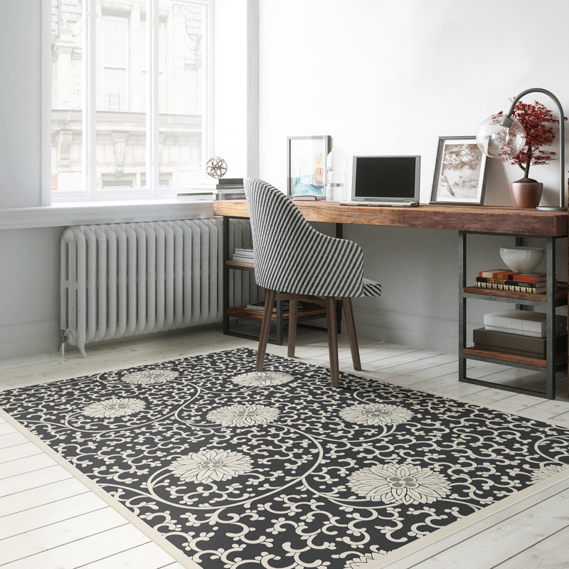 Hawarden Vinyl Floral Indoor Rug, Rectangle 3' x 5'