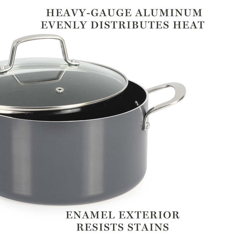 10-Piece Grey Nonstick Aluminum Enamel Cookware Set