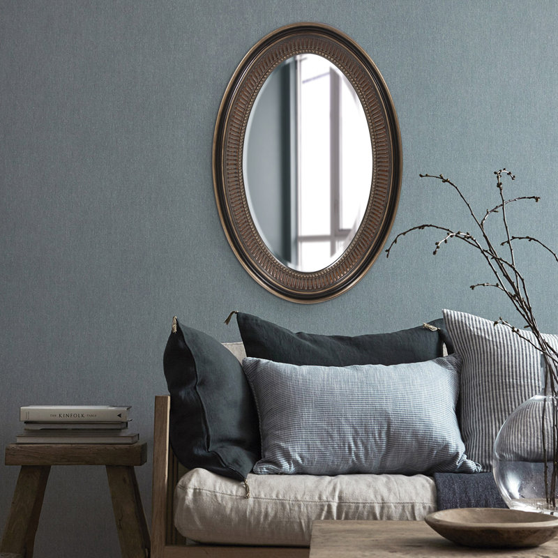 Busey Ribbed Oval Framed Accent Mirror, Museum Bronze