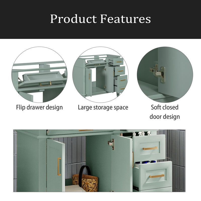 36" Modern Bathroom Vanity(Sink Not Included)?, Green