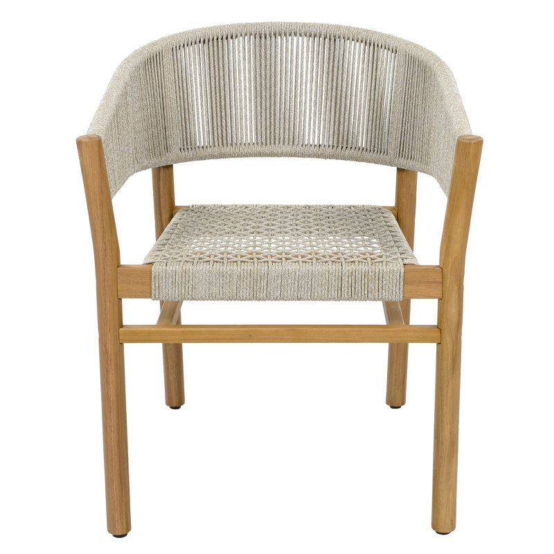 Hadley Modern Rope-Woven Design  Patio Lounge Chair with Durable Acacia Wood Frame, Natural
