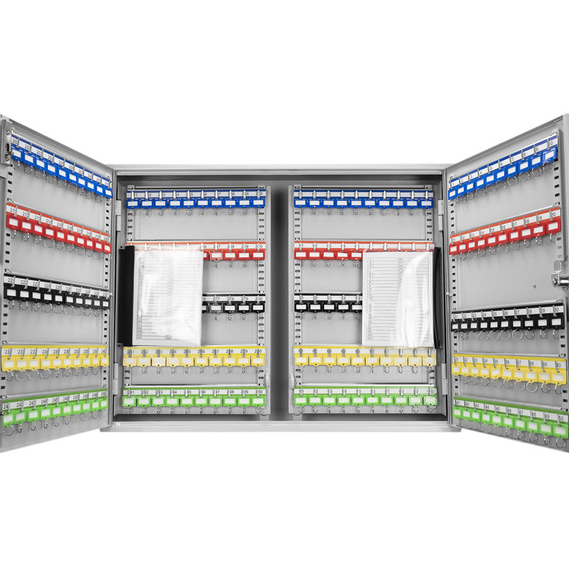 Boîte de serrure grise réglable 400 clés - Armoire numérique en acier pour rangement de clés protégé Étiquettes colorées prêtes à être fixées au mur pour une gestion rapide