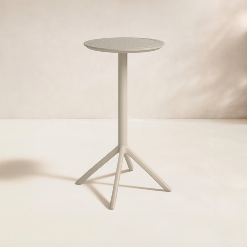 Table bistro pliable en plastique pour 2 personnes Elodie, Taupe, H 42,5 po x l 23,6 po x L 23,6 po