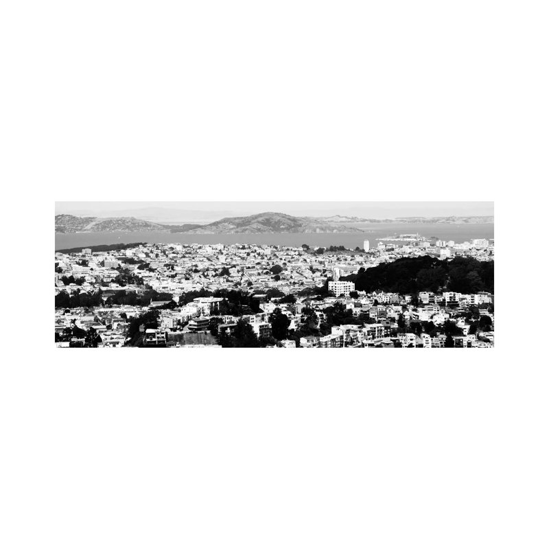 San Francisco Panoramic Skyline Cityscape (Black & White) - Wrapped Canvas Panoramic Print