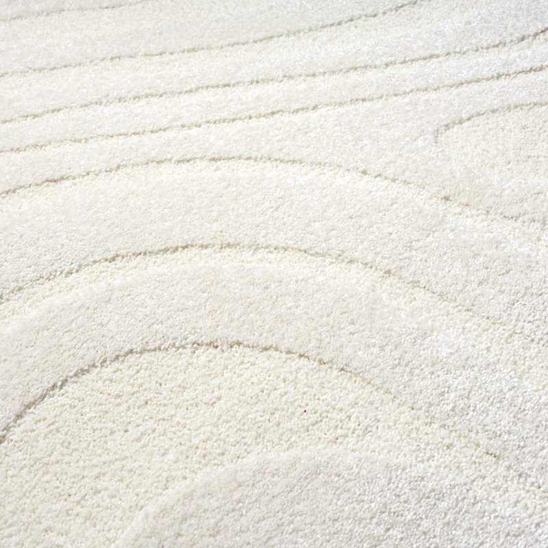 Abani Cupp COZ140A Modern Cream Swirl Waves Area Rug, Rectangle 5'3" x 7'6"