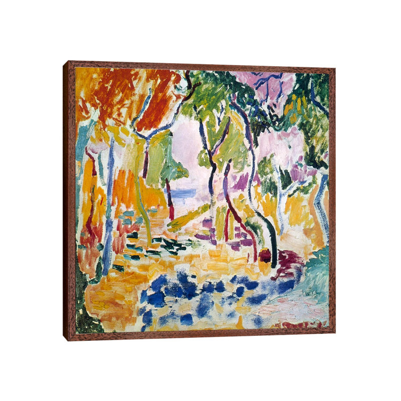 Landscape Near Collioure (Study For Le Bonheur De Vivre), 1905 by Henri Matisse - Floater Frame Painting on Canvas, Brown