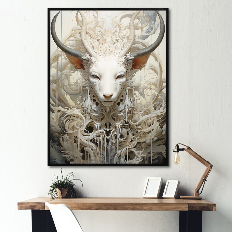 Mythical Creature Horse, peinture sur toile II, Cadre flottant noir, H 44 po x l 34 po x P 1,5 po