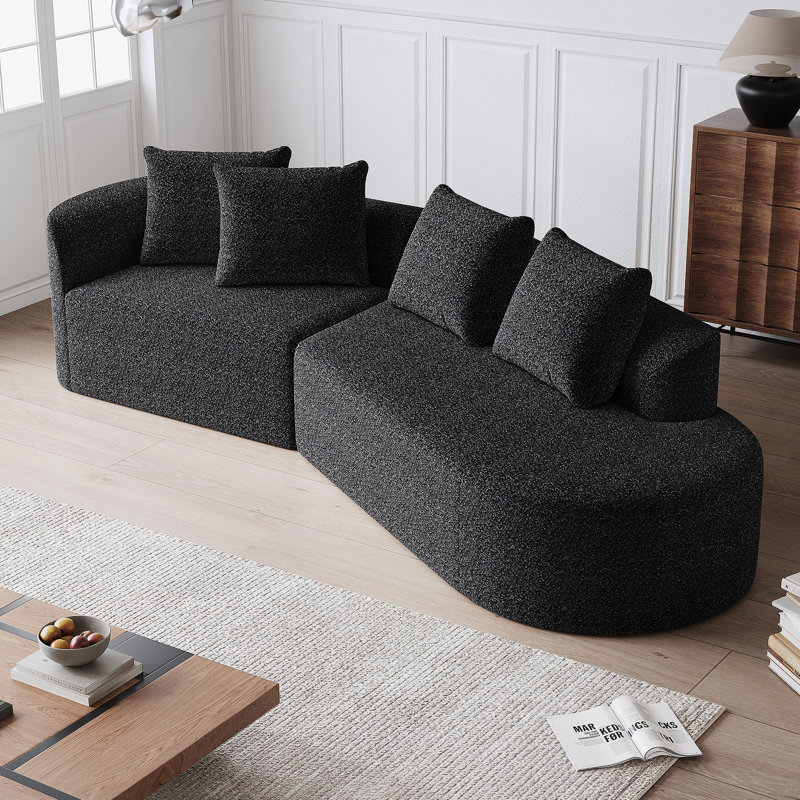 Canapé modulaire surdimensionné et rembourré Modern, Chenille noir, Face à la droite