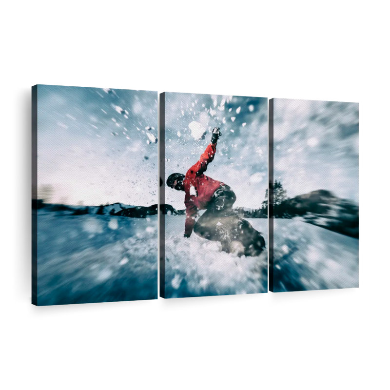 «Lake Tahoe Snowboarding», 3 pièces, H 24 po x l 38 po