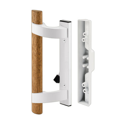 Poignée de mortaise pour porte de patio Prime-Line, moulée sous pression blanche avec poignée en bois (paquet de 1)