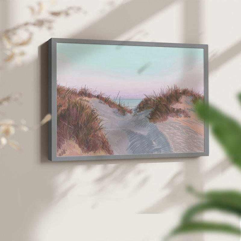 Dunes at Dawn I -Framed Print - Restickable, H 22 po x l 28 po, Gris