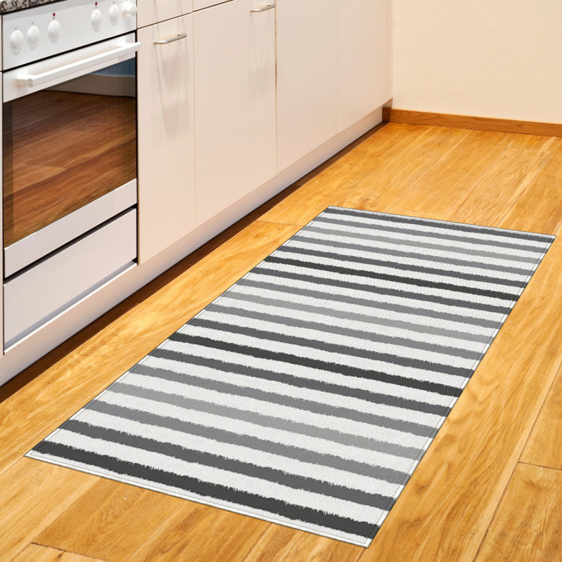 Striped High Density Long Fiber Poly Threads Decorative Area Rug Carpet, Rectangle 2'7" x 5'
