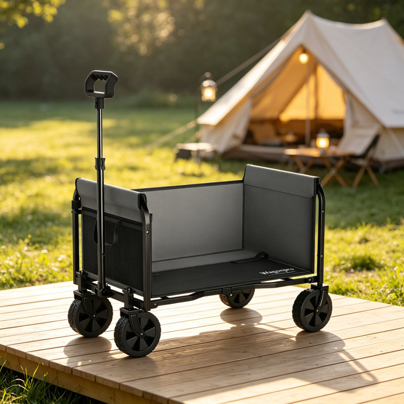 Convertible Folding Camping Wagon Cart, Black/Gray