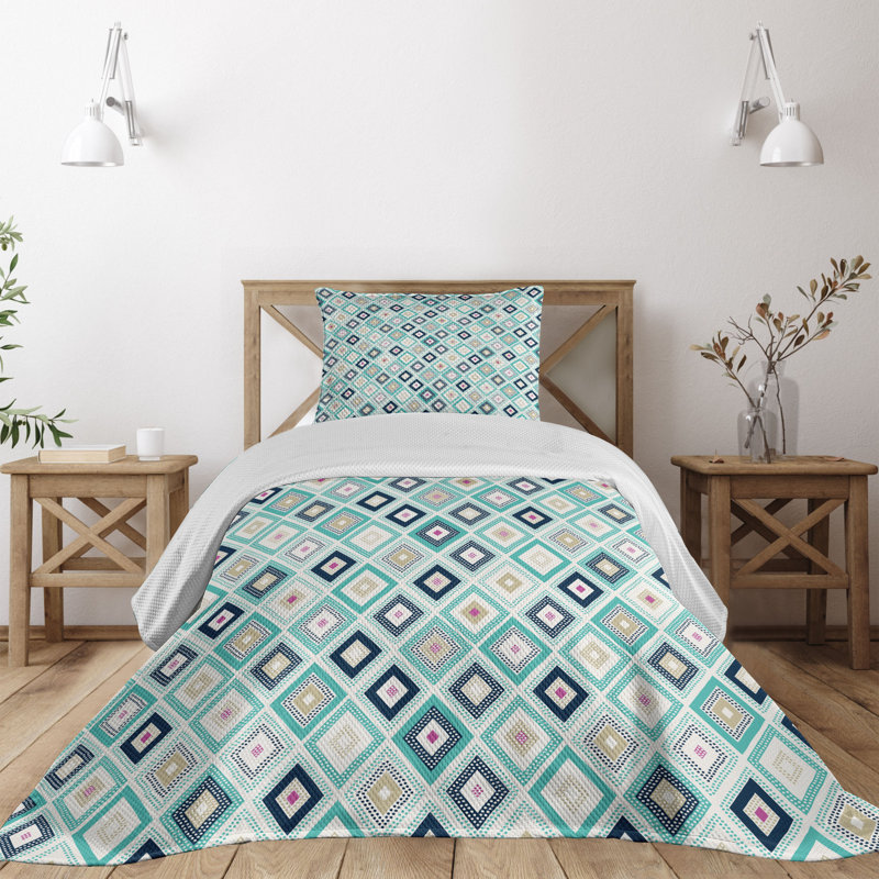 Diamond Traditional Polyester Geometric Shapes Coverlet, Twin Bedspread + 1 Sham