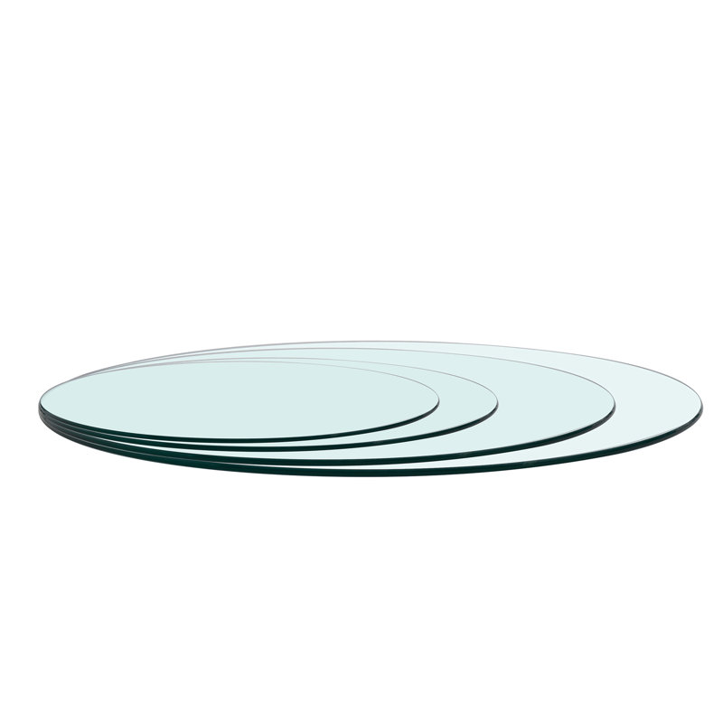 Tempered Glass Table Top, 39.3 Inch In Diameter, 3/8 Thick, Shatters Into Small Granules For Injury Reduction Pieces, Clear