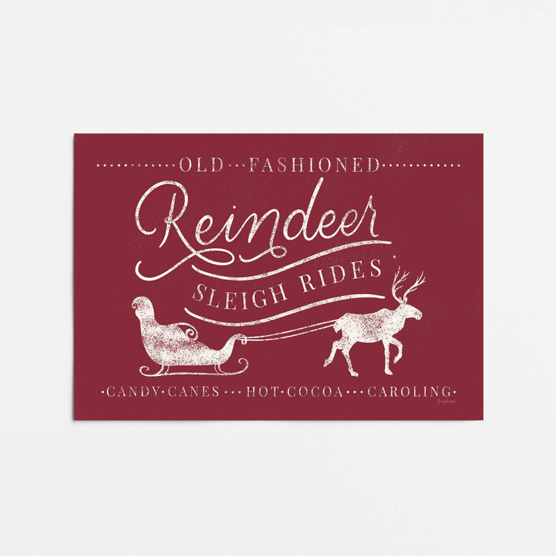 «Classic Reindeer Sleigh Rides», impression de signe, H 24 po x l 36 po, Sans cadre