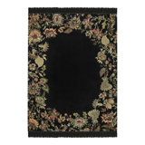 Flora Fantasia Machine Woven Wool Floral Area Rug in Noir/Pink/Green/Yellow