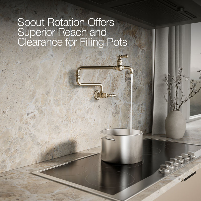 Artifacts® Single-Hole Wall-Mount Pot Filler, Brushed Bronze