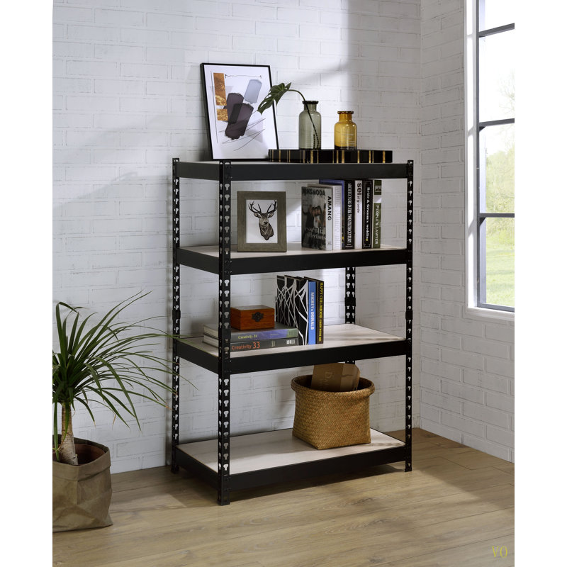 Bibliothèque industrielle à 4 niveaux Bookshelf: structure en métal robuste avec tablettes réglables