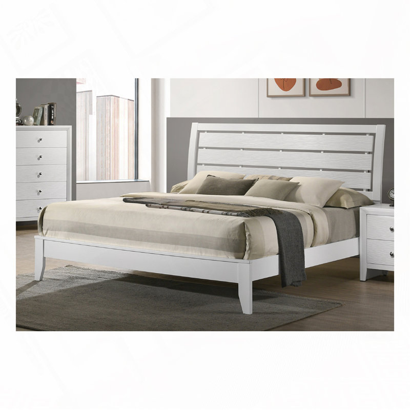 King Size White Finish Panel Bed