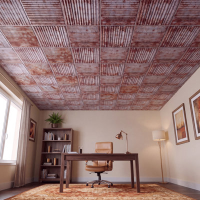 Carreau de plafond texturé en PVC ondulé L 24 po x l 24 po