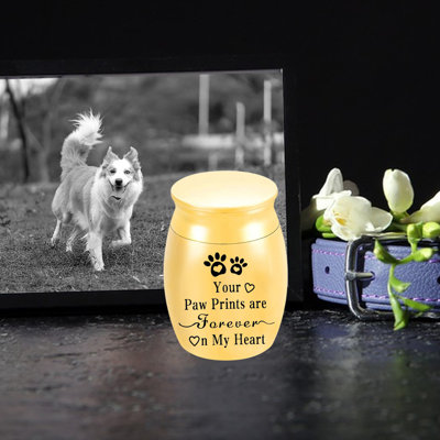 Contenant de crémation en alliage scellé 1,6 po x 1,2 po x 1,2 po pour animaux de compagnie, jaune