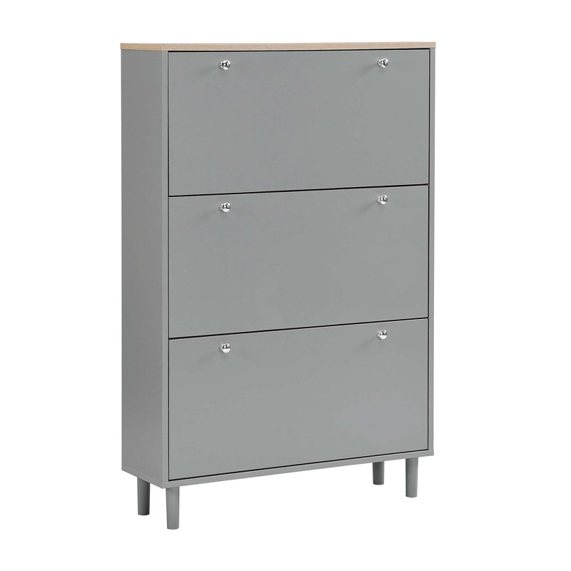 Versatile Free-Standing Shoe Cabinet with Multiple Compartments and Hooks for Hallway Organization