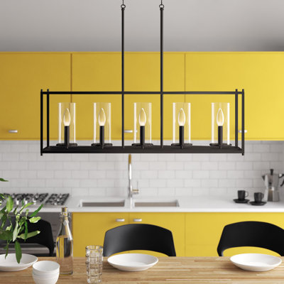 Luminaire suspendu linéaire à 5 lumières pour îlot de cuisine Akala