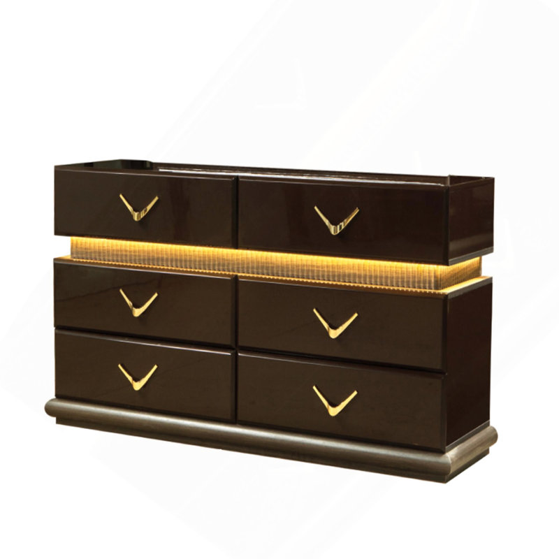Commode à 6 tiroirs de style moderne en bois brun