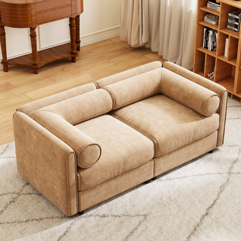 Chenille en chameau à 2 places, siège de rangement, cylindrique, tissu de luxe, rangement intelligent, agencement modulaire, chemin d'installation rapide avec sièges, dossier et chenille confortable, arrangement, simple
