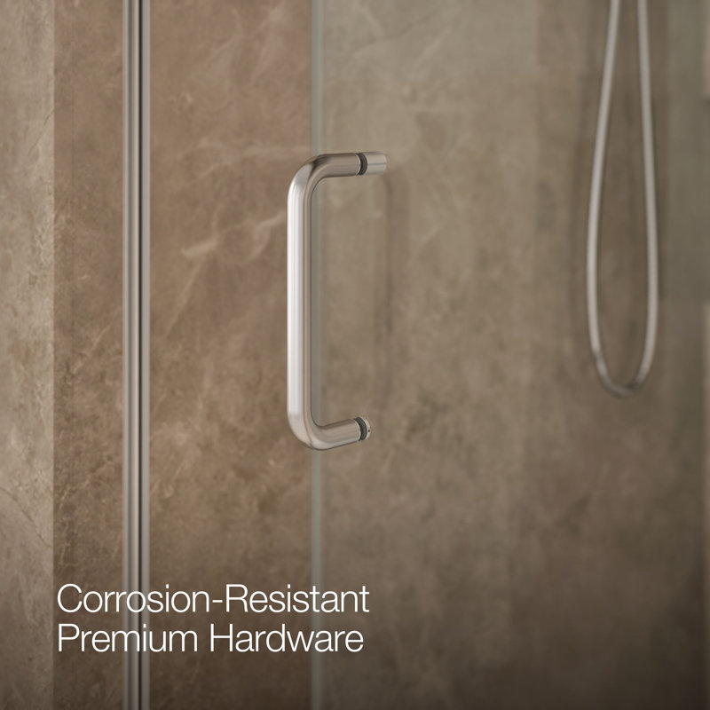 Elate Tall Sliding Shower Door, 75-1/2-In H X 62-1/4 - 65-5/8-In W, With Heavy 5/16-In Thick Crystal Clear Glass, Silver