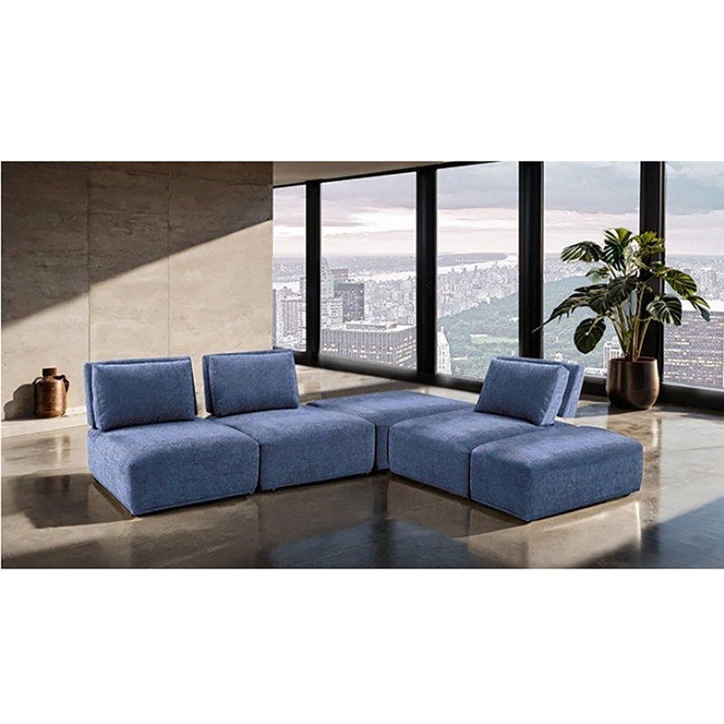Canapé modulaire 5 pièces Cotens, Bleu