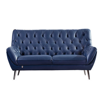 Causeuse à accoudoirs évasés en cuir véritable 65 po Bodell