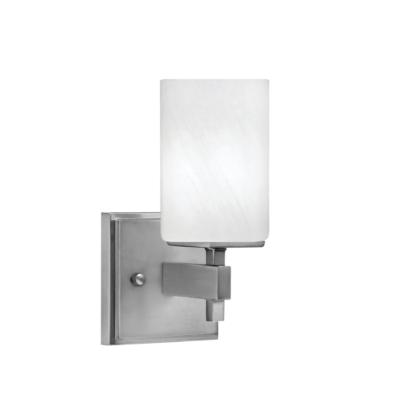Headland Wall Sconce Shown With 4" White Marble Glass, Nickel