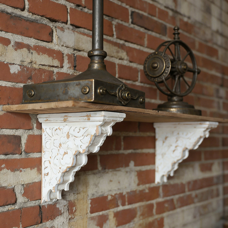  Pair of Corbels Shabby Corbels Brackets for Shelf White Wood Brackets Farmhouse Wall Decor