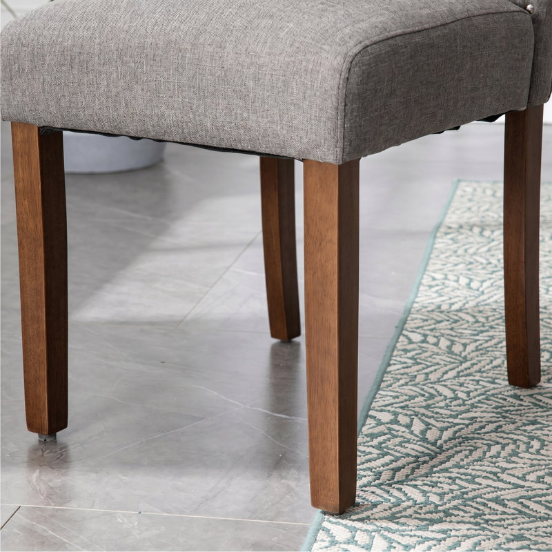 Chaise parsons capitonnée en lin rembourré, Gris