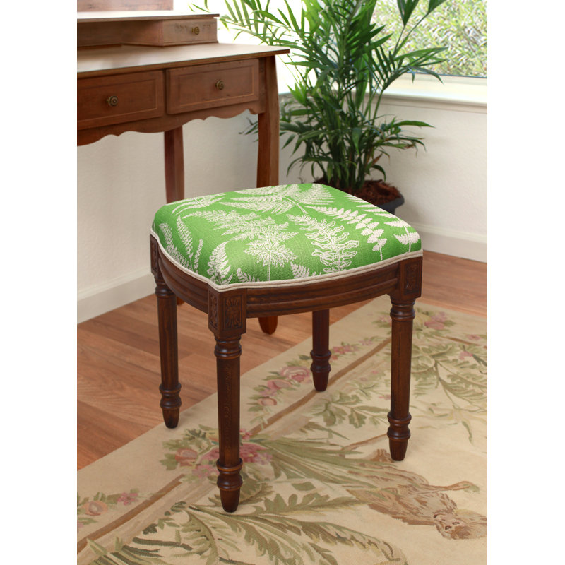 Tabouret de coiffeuse en lin Camiah Cathay, Noyers, Vert jade