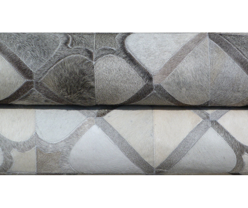 Natural Hide Hand Woven Cowhide Geometric Area Rug, Rectangle 5' x 8'