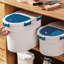 Blue；White Food Storage Container With Snap On Lid