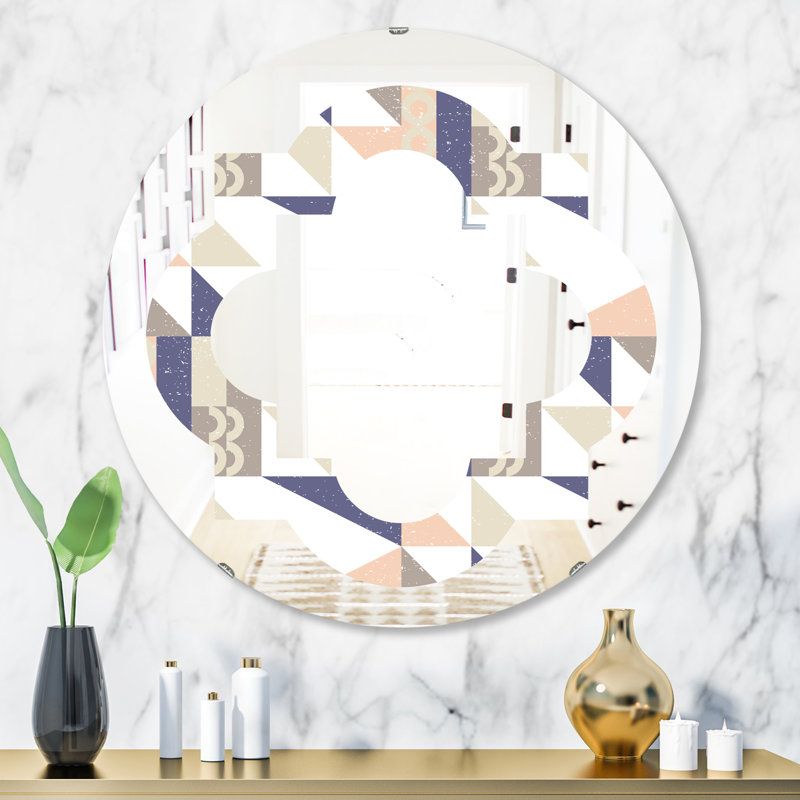Miroir mural géométrique sans cadre éclectique, H 31,5 po x l po