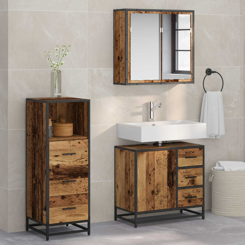 Bathroom Storage Furniture Set, Black Oak