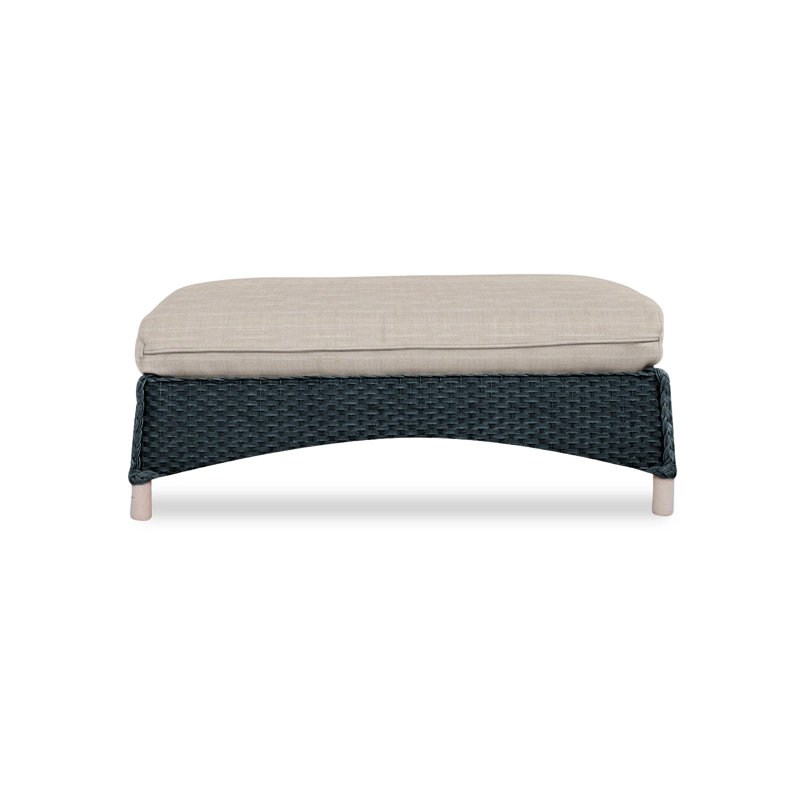 Mandalay Outdoor Ottoman, White, Rollo Linen