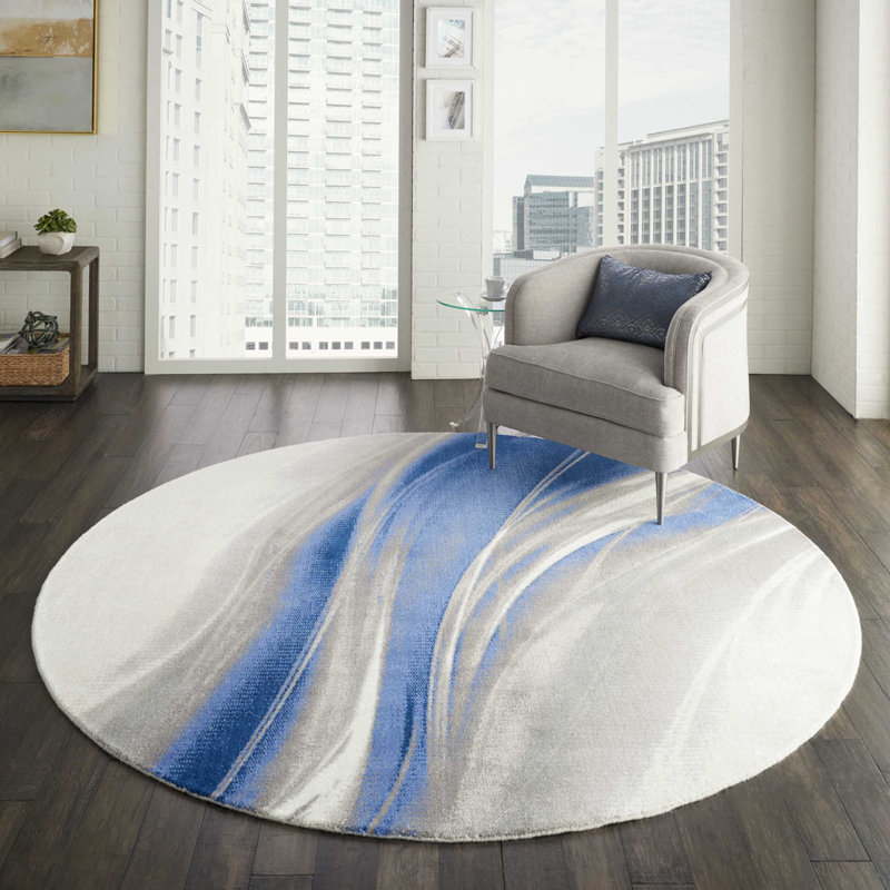 Haseltine Viscose Abstract Indoor Rug, Round 8'