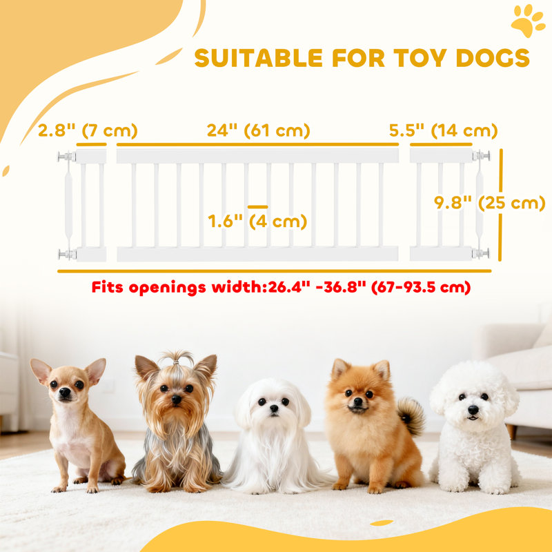 Barrière pour chien 26 "à 37", grande barrière pour animaux 10 "avec 2 rallonges, blanc